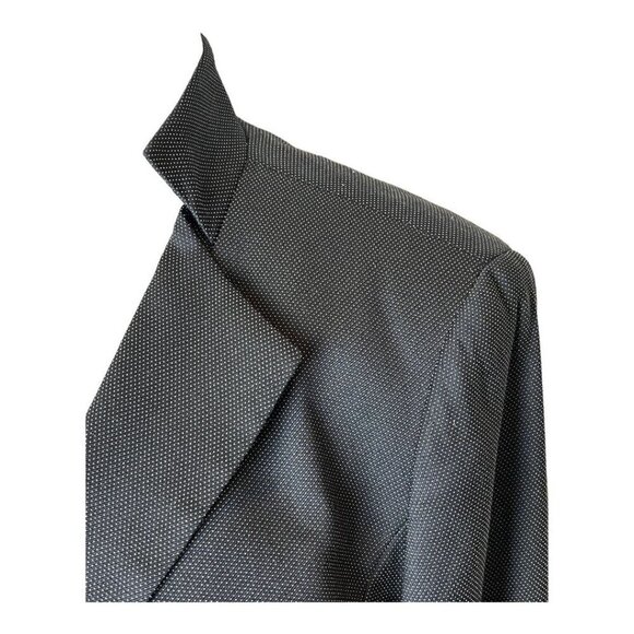 Lafayette 148 New York Black Wool Blend Micro Dot‎ Mandarin Collar Blazer 12P - Picture 6 of 12